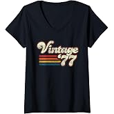 Women's Vintage 1977 46 Birthday V-Neck T-Shirt