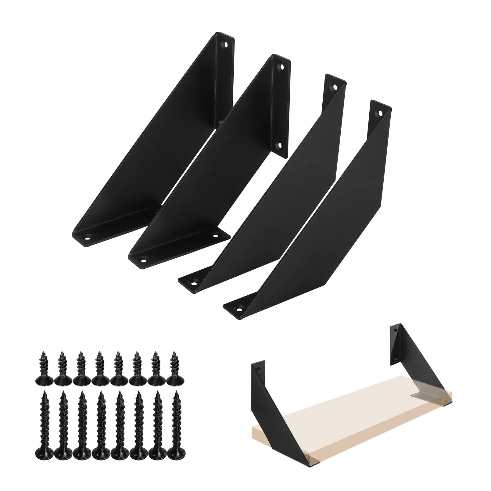 Black Shelf Bracket Metal 10cm 4 Pieces, Heavy Duty Shelf Brackets & Supports Shelving Brackets , 90 Degree Shelf Bracket Wall Mounted