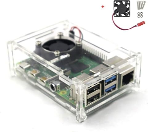 Tree-on-Life Para Raspberry Pi 4 Modelo B Carcasa Material ABS con Ventilador Color clásico Estuche para Raspberry Pi 4 Modelo B Acrílico Transparente