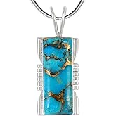 Turquoise Pendant Necklace 20" Sterling Silver 925 Genuine Gemstones