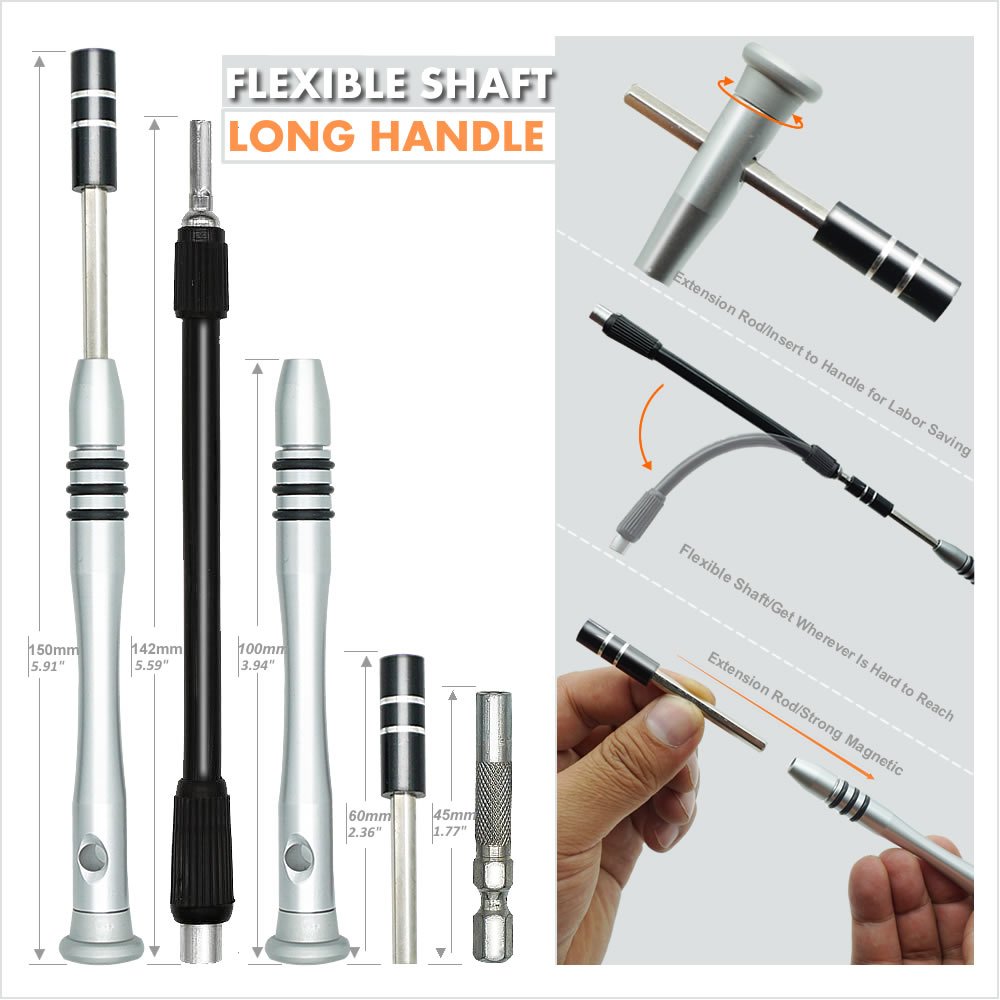 TECKMAN Precision Screwdriver Set, 64 in 1 Small Torx Phillips Pentalobe Tripoint Screwdriver Magnetic Bit Set for iPhone 8,7,Macbook,Xbox,PS3,PS4,Eyeglasses &Watches, Electronics Repair Tool Kit