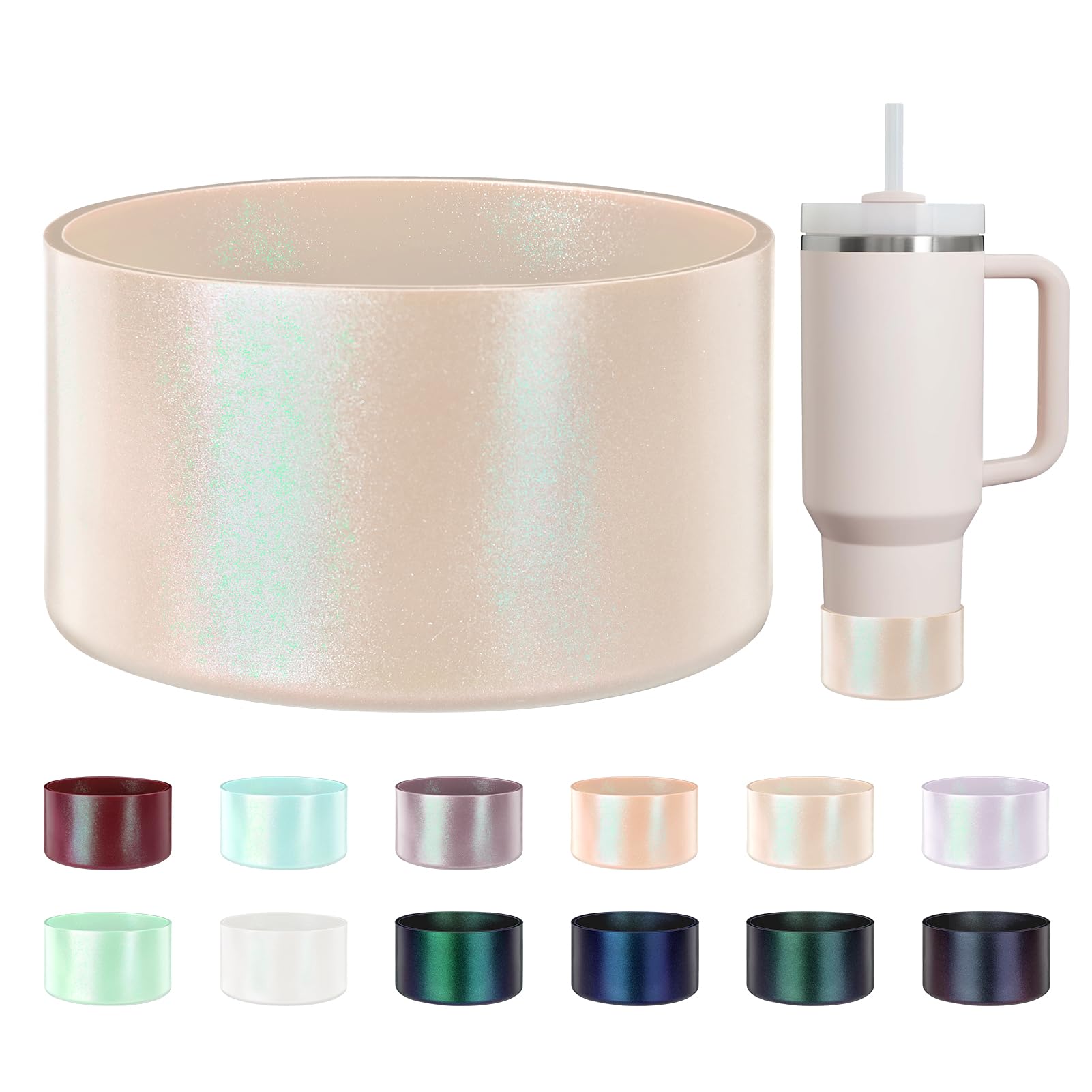 Photo 1 of ZXFYE Glossy Gradient Silicone Boot, Compatible with Stanley H2.0 20-40oz & IceFlow 20-30oz, Chameleon Metallic Shimmer Cup Sleeve Protector for Hydroflask and Bottle Bottom with 2.8-3in