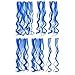 SWACC 7 Pcs Full Head Party Highlights Clip on in Hair Extensions Colored Hair Streak Synthetic Hairpieces (20-Inch Curly, Blue)