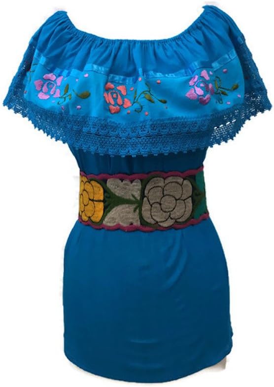 Handmade ClothingTraditional Mexican Embroidered Colorful Floral Belt (FUCHSIA)