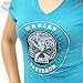 Harley-Davidson Womens Willie G Calavera Sugar Skull Circle Teal Short Sleeve V-Neck - SM