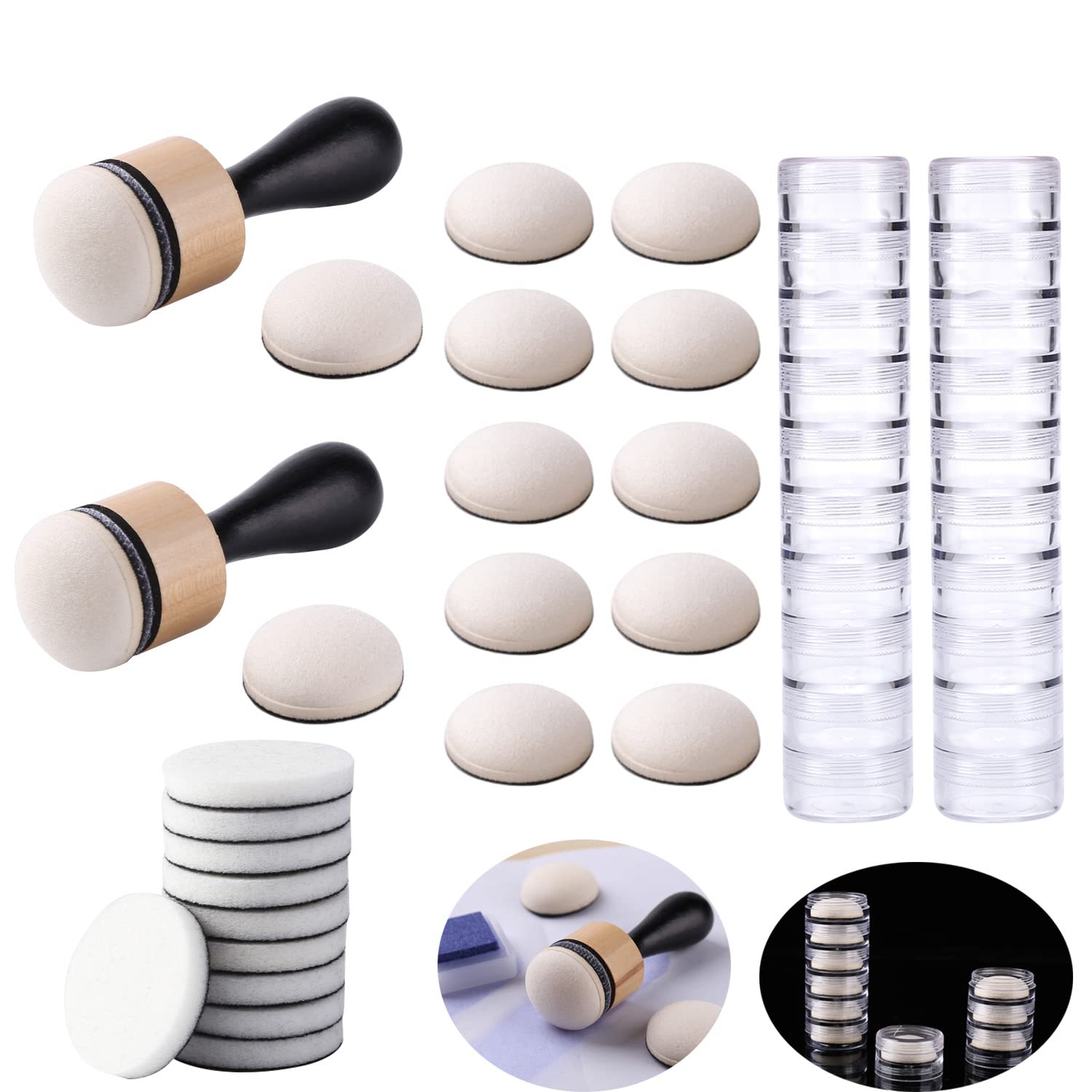 OTCRAFT Mini Ink Blending Tool,with Foams Replacement Refill Foam Tool for Foams Scrapbooking Painting Drawing Art Supplies Handle Ink Tools Embossing Stencils