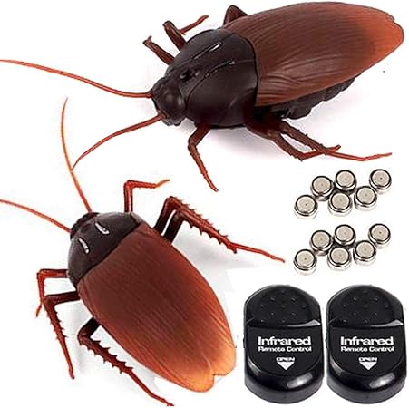 Amazon Night Lions Tech 2ピース エミュレーショナルリモコン ゴキブリ フェイク ゴキブリ おもちゃ 怖いおもちゃ ハロウィンパーティー エイプリルフールデーパンク用 大工さん おもちゃ