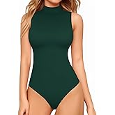 MANGOPOP Women's Mock Turtle Neck Sleeveless Tank Tops Bodysuit Leotard Clothing