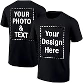 Custom T-Shirts for Men Women, Personalized Shirt Design Your Own, Custom Cotton Tee Shirts with Front &amp; Back Print