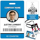 Custom ID Badge Personalized Employee ID Card Identification Badges Print Name Photo Logo Double Work Badges Barcode Tag Volunteer Office ID Vertical