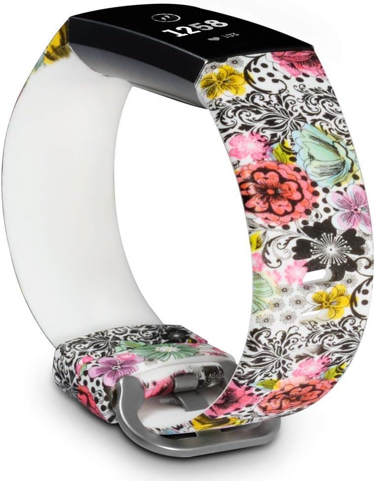 allbingo Cute Bands Compatible with Fitbit Charge 3 & Charge 3 SE, Women Men Floral Replacement Strap Accessories Wristband Small Large for Fitbit Charge 3