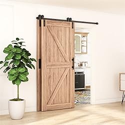 ZEKOO 12FT Single Track Bypass Sliding Barn Door
