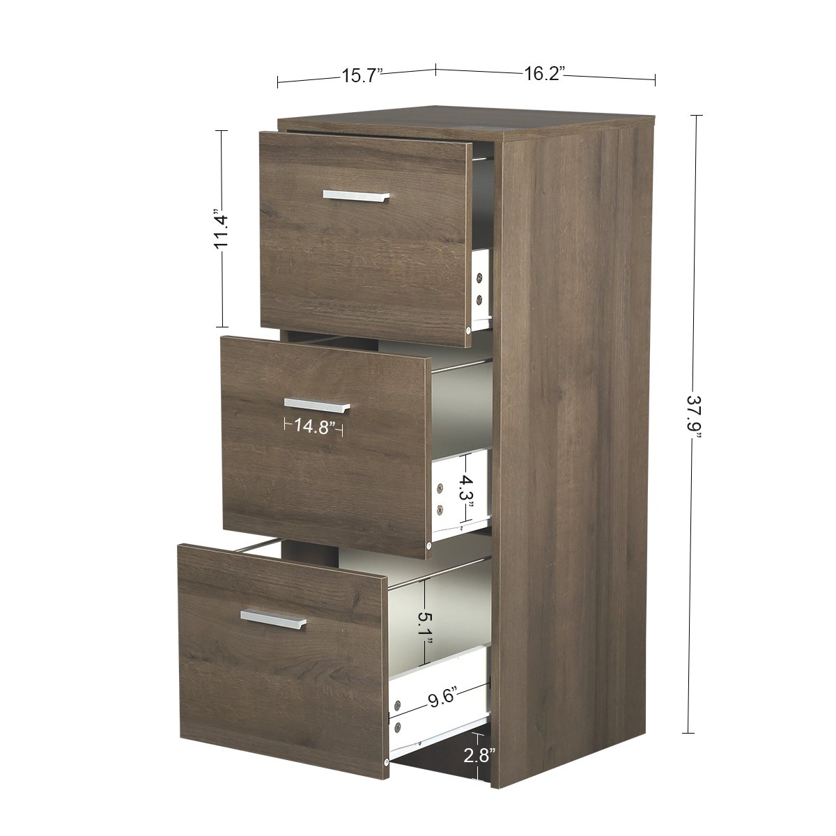 3 Drawer Wood Vertical File Cabinet Filing Cabinet Letter Size A4 16 4w X 15 8d X 37 6h Gray Oak Vertical File Cabinets