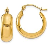 The Black Bow 7mm, 14k Yellow Gold Half Round Hoop Earrings, 18mm (11/16 Inch)