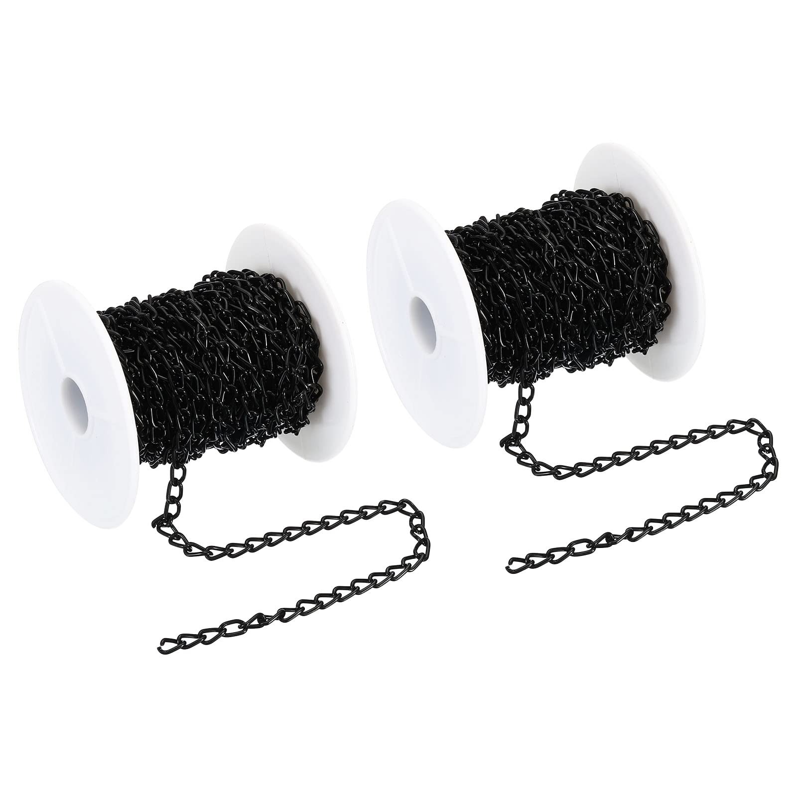 PATIKIL Total 33 Feet Curb Chain, Twisted Cuban Link Chain with Spool 7 x 4 x 1mm for Jewelry Making DIY Necklace Bracelet Accessories, Black