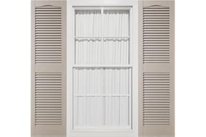 MID AMERICA 12"W x 39"H Mid-America Vinyl, Standard Size Cathedral Top Center Mullion, Open Louver Shutter, w/Installation Shutter-Lok's & Matching Screws (Per Pair), 008 - Clay
