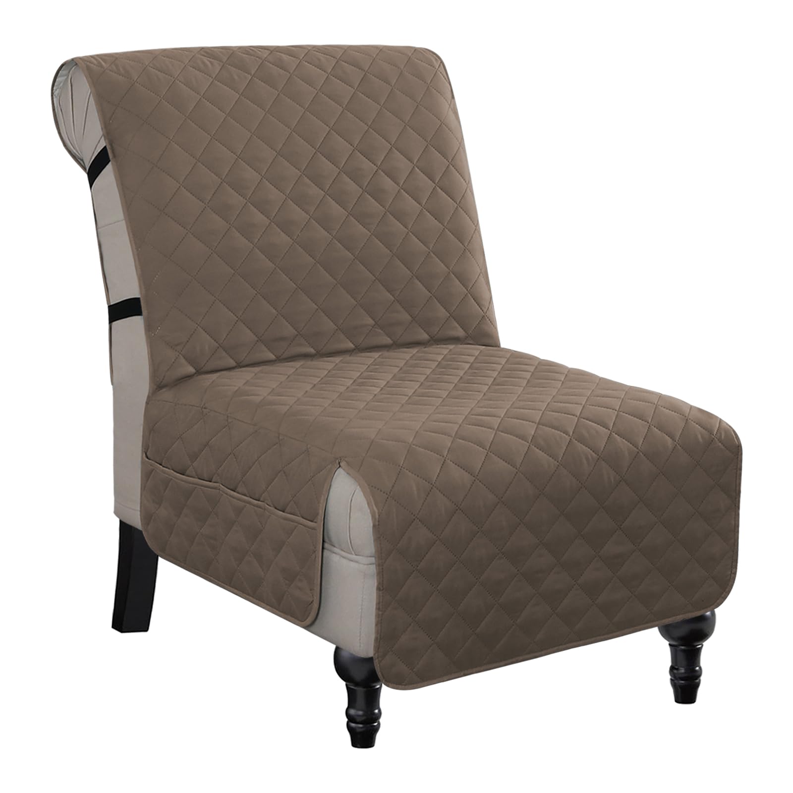 Photo 1 of H.VERSAILTEX Water Resistant Accent Chair Cover Reversible Quilted Accent Chair Covers Without Arms Thick Soft Durable Accent Chair Cover with Anti-Slip Buckle Washable, Taupe Brown/Beige