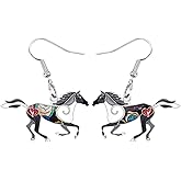 BONSNY Enamel Alloy Colorful Horse Earrings for Women Animal Lover Statement Jewelry