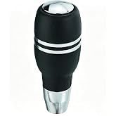 Lunsom Aluminum Alloy Shifter Stick Knob Push Button Gear Shifter Head Handle Auto Shifting Knob with 3 Adapters (Black)