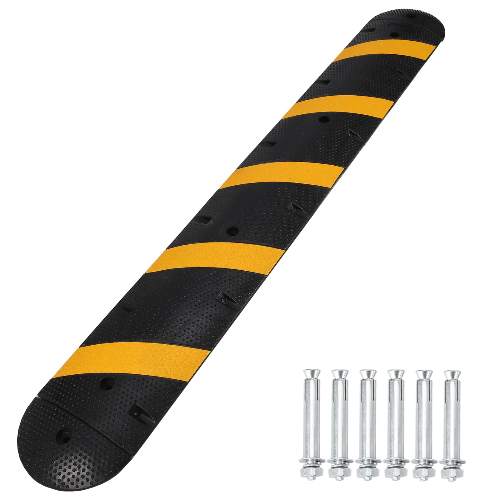 Photo 1 of 84'' Rubber Speed Bump, 2 Channel Modular Heavy Duty Speed Bumps Humps 25000 lbs Load Capacity, Cable Protector Ramp with 2 End Caps for Asphalt Concrete Gravel Driveway Road