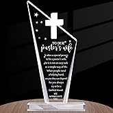 Kosiz 1 Pcs Pastor Appreciation Gifts Christian Decorations Acrylic Cross Plaques for Men Women Church Retirement Keepsake Religious Thank You Decor Gratitude Saying Sign (Pastor Wife)