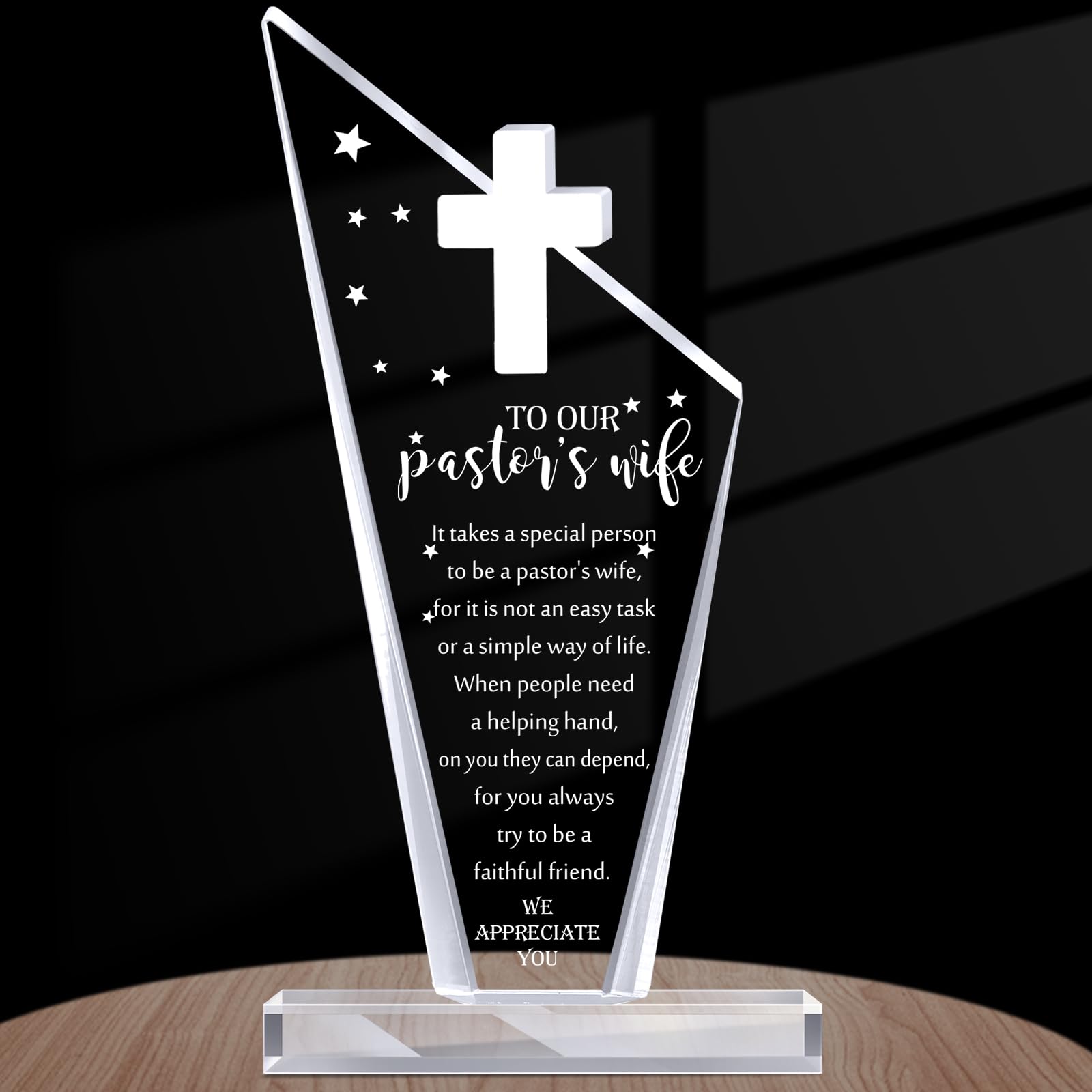 Photo 1 of Kosiz 1 Pcs Pastor Appreciation Gifts Christian Decorations Acrylic Cross Plaques for Men Women Church Retirement Keepsake Religious Thank You Gifts Decor Gratitude Saying Sign (Pastor Wife)