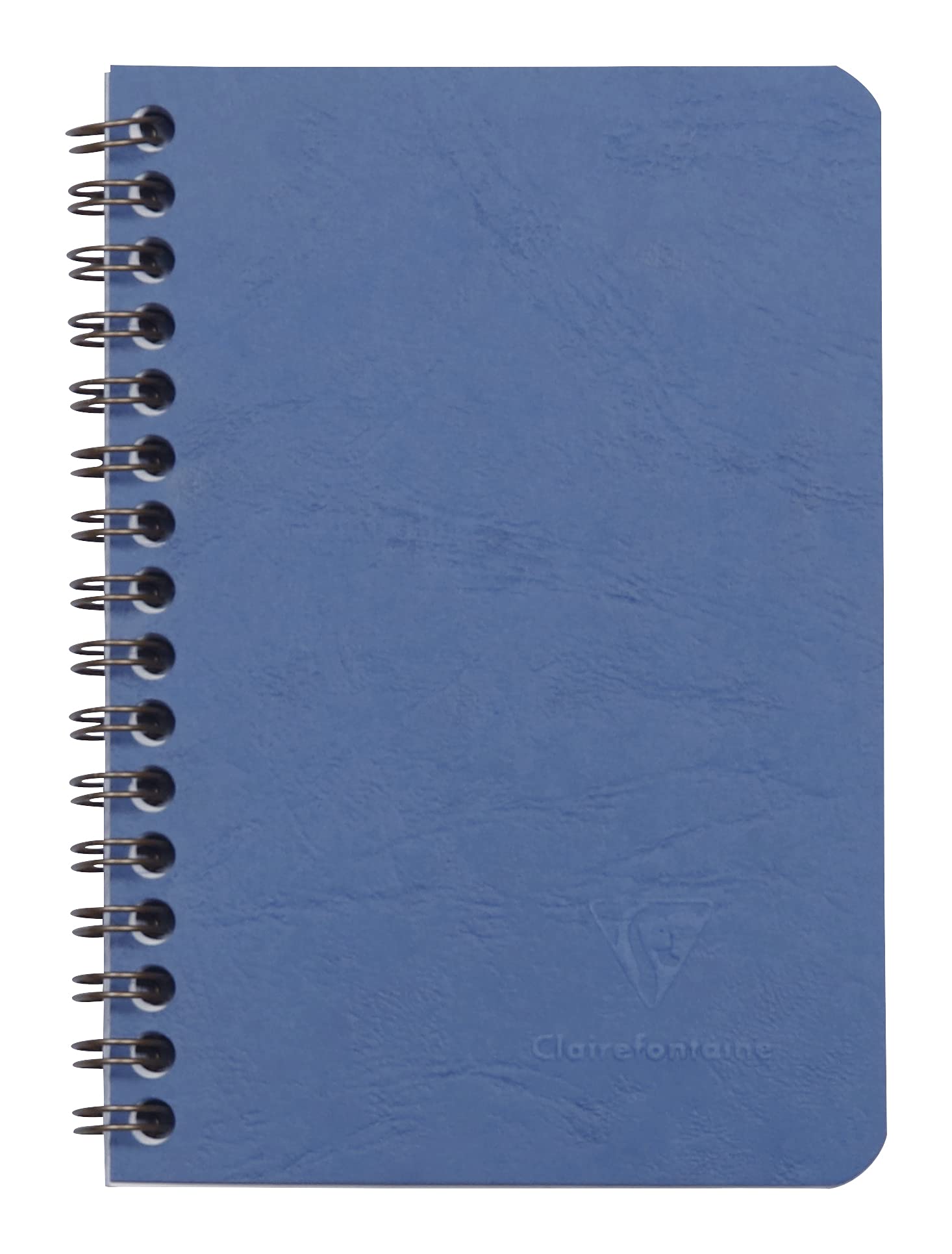 Clairefontaine 785924C Collection Age Bag Blue Spiral Notebook - 9x14 cm - 100 Small Square Pages - White Paper 90 g - Leather Grain Glossy Card Cover
