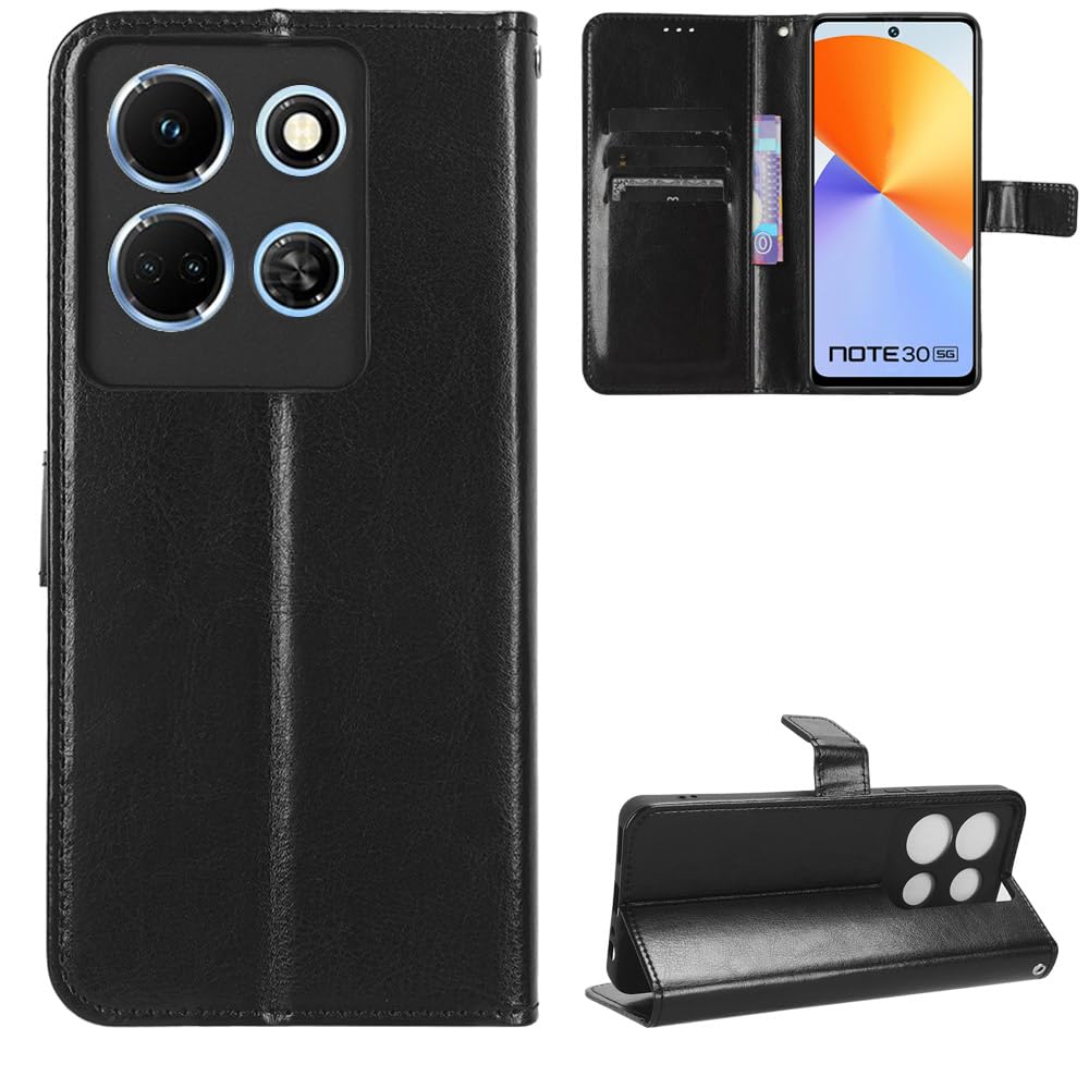 BellaCase Infinix Note 30 5G Case [Wallet Case] [Kickstand] [Card Slots] [Magnetic Flip Cover] Compatible with Infinix Note 30 5G Smartphone(Black)