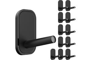 INNÔPLUS 12 Pieces Adhesive Hooks,Hat Hooks, Self Adhesive Wall Hooks,Towel Hooks, Coat Hooks Hat Rack Robe Hook, Scarf, Utility Hooks for Kitchen Bathroom Office and More (Black)