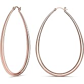 MILLA Oval Hoop Earrings - 14K Gold Plated, Rose Gold Plated and Sterling Silver Plated Hoop Earrings for Women - Hypoallergenic & Lightweight