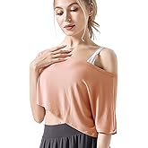 DREAM SLIM Women's Loose Half Sleeve Crop Tops Off The Shoulder Yoga Running Shirts Ribbed Knit Cropped Workout Top Blouses