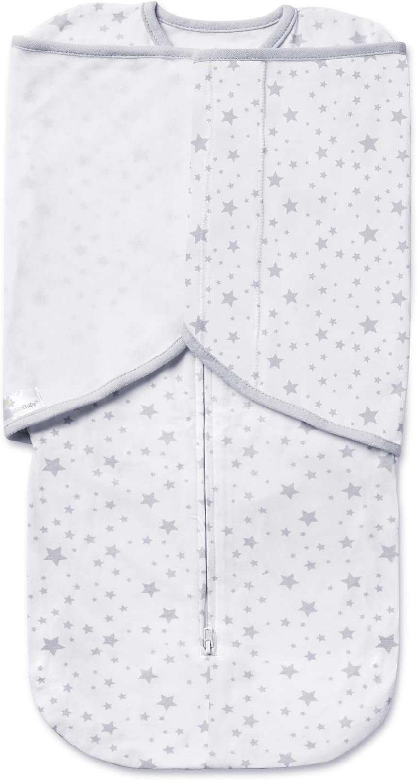 BreathableBaby Adjustable 3-in-1 Soft Premium Cotton Newborn Swaddle Trio Blanket & Wrap, (Infants 0-4 months) – Gray Star, Arms Up, Arms Down, Arms Out, Perfect Baby Shower Gift