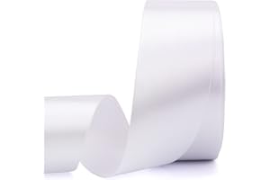 Nsilu 1-1/2 inch, White Ribbon for Gift Wrapping 50 Yards Perfect Wedding Party Wreath Sewing DIY Hair Accessories Decoration Floral Hair Balloons Other Projects