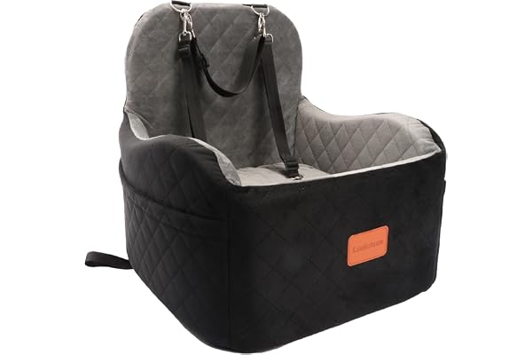 Lealchum Dog Booster Car Seat for Small/Medium Dogs,Puppy Portable Car Bed with Elevated Cushion,Fully Detachable and Washabl