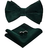 PACGOTH Bow Ties for Men Pre-Tie Bow Ties Vintage Tuxedo Velvet Bow Ties Cufflinks Pocket Square Sets With Gift Box