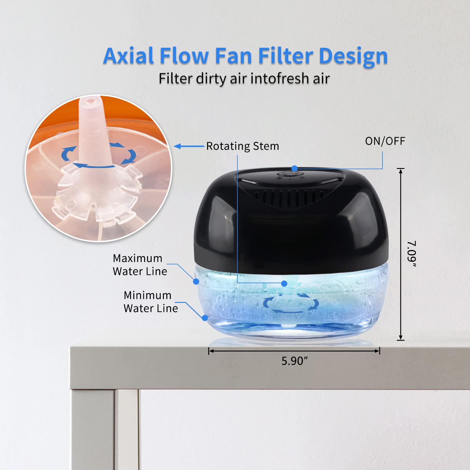 ap airpleasure Purifier Air Washer, Air Fresher Aroma Diffuser for Home, Office, Air Purifier with Night Light (Black)