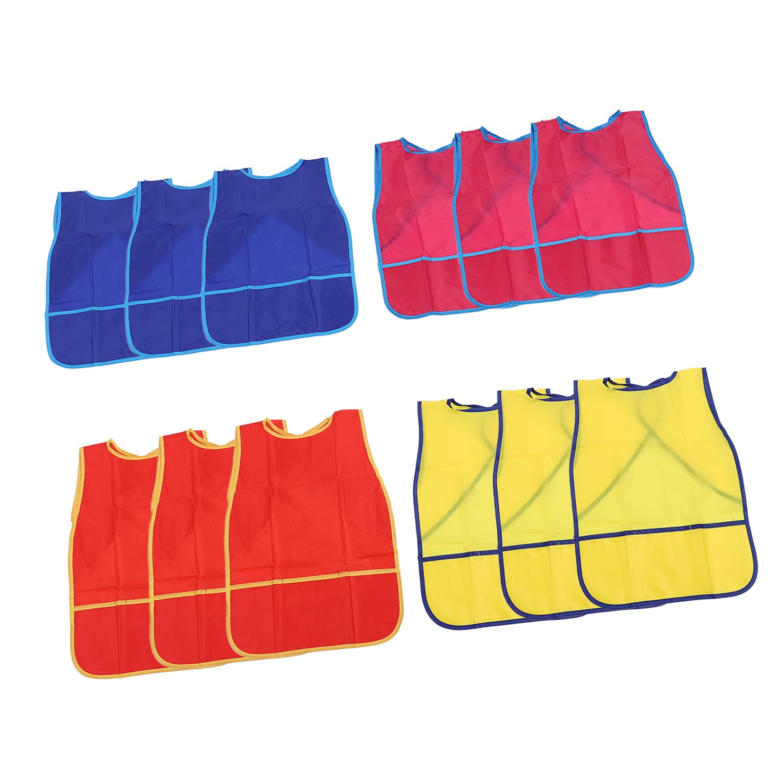 POENVFPO 12 Pcs Kids Sleeveless Artist Painting Smock, Art Aprons with Pocket for Children 3 to 8 Years