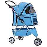 BestPet New Pet Stroller Cat Dog Cage 3 Wheels