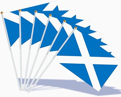AhfuLife 15pc Scottish Flags on Sticks 14x21cm 30cm Poles Burns Night
