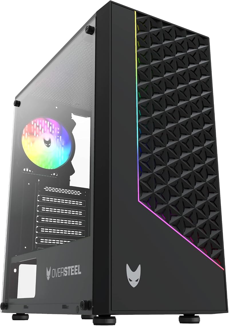 Oversteel Iridium ATX Micro ATX ITX Gaming PC Case Mesh Front RGB Fan Tempered