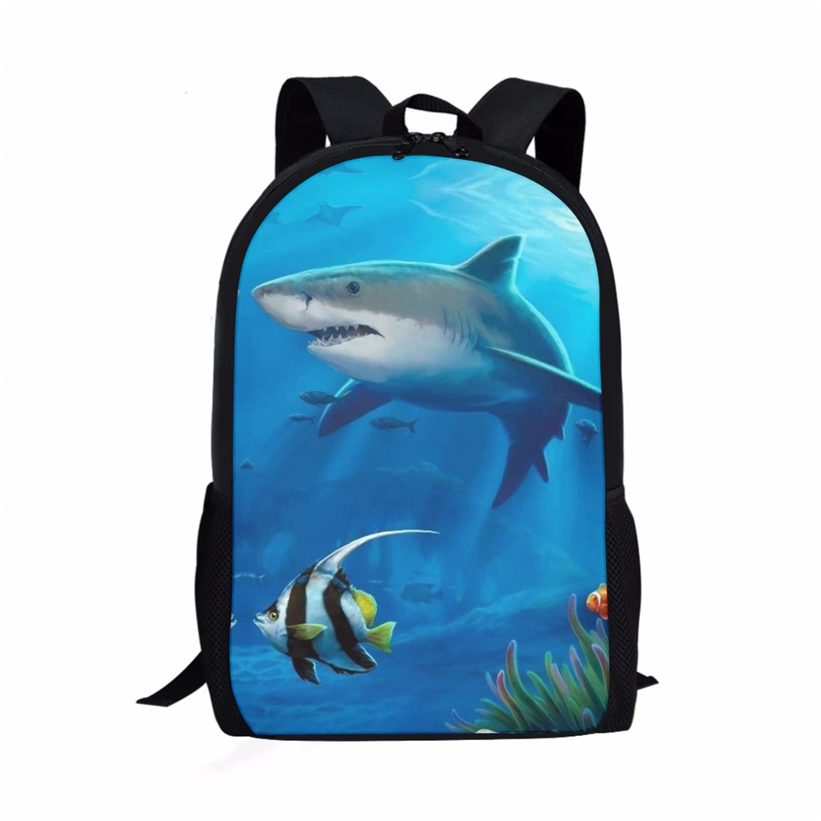 BYCHECAR Shark Rucksack Boys Backpack Kids School Bags Teen Girls Bookbag Ocean Designer Student Personalised Back Packs — image 1