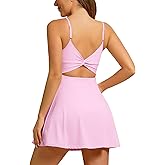 ABOCIW Womens Tennis Dress Sleeveless Backless Athletic Dress with Built-in Bra & Shorts Exercise Workout Golf Dresses