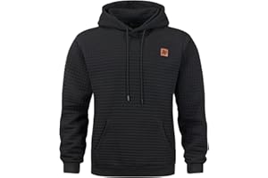 Velinsak Mens Hoodies Pullover Long Sleeve Jacquard Drawstring Hooded Casual Plaid Sweatshirt with Pocket