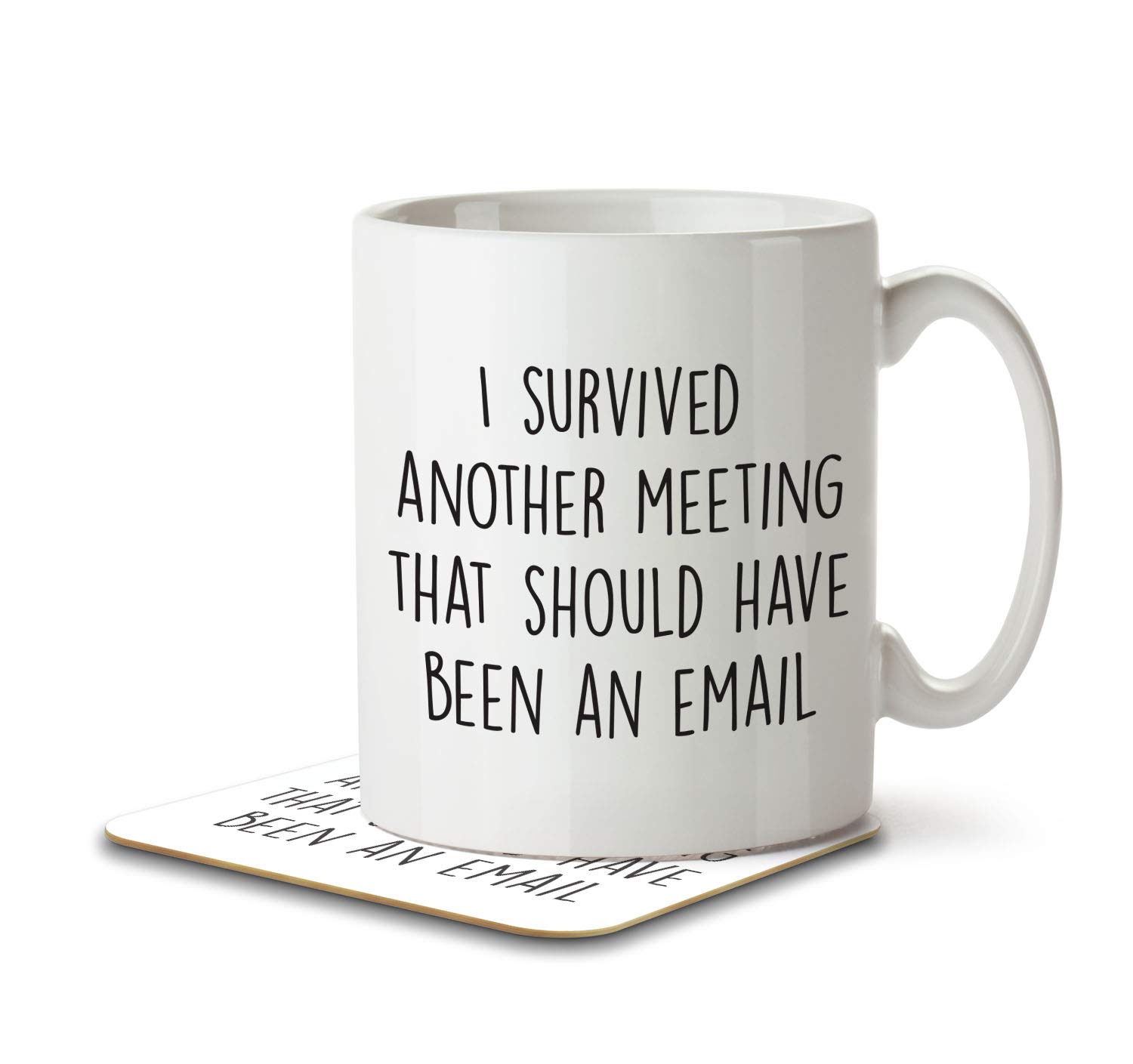 The Inky Penguin - Survived Another Meeting, Should Have Been Email - Office Mug and Coaster, Ceramic, 11fl. oz.