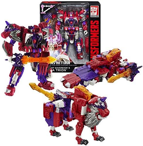 Hasbro Year 2015 Transformers Generations Titans Return Voyager Class 7 Inch Tall Figure - AUTOBOT SOVEREIGN and ALPHA TRION with Sword and Card (Alt Mode: Jet and Lion)