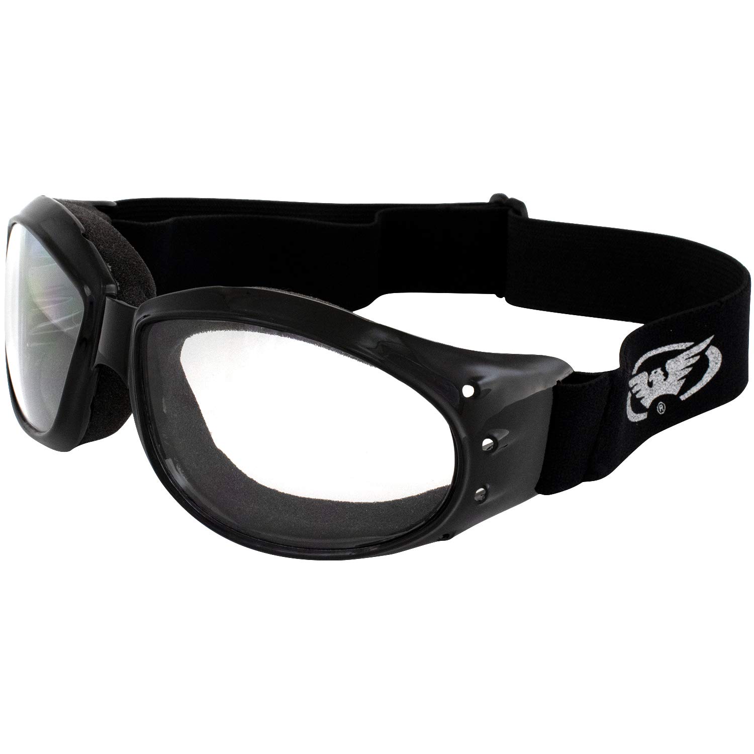 GV Global Vision Eliminator Dirt Bike Padded Motorcycle Riding Goggles for Men and Women (Black Frame/Smoke Lens) (Black Frame/Clear-Smoke Lens)