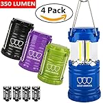 Brightest LED Lantern - Camping Lantern (EMITS 350 LUMENS!) - Camping Gear Equipment for Hiking, Emergencies, Hurricanes, Outages, Storms (Multicolor, 4 Pack)