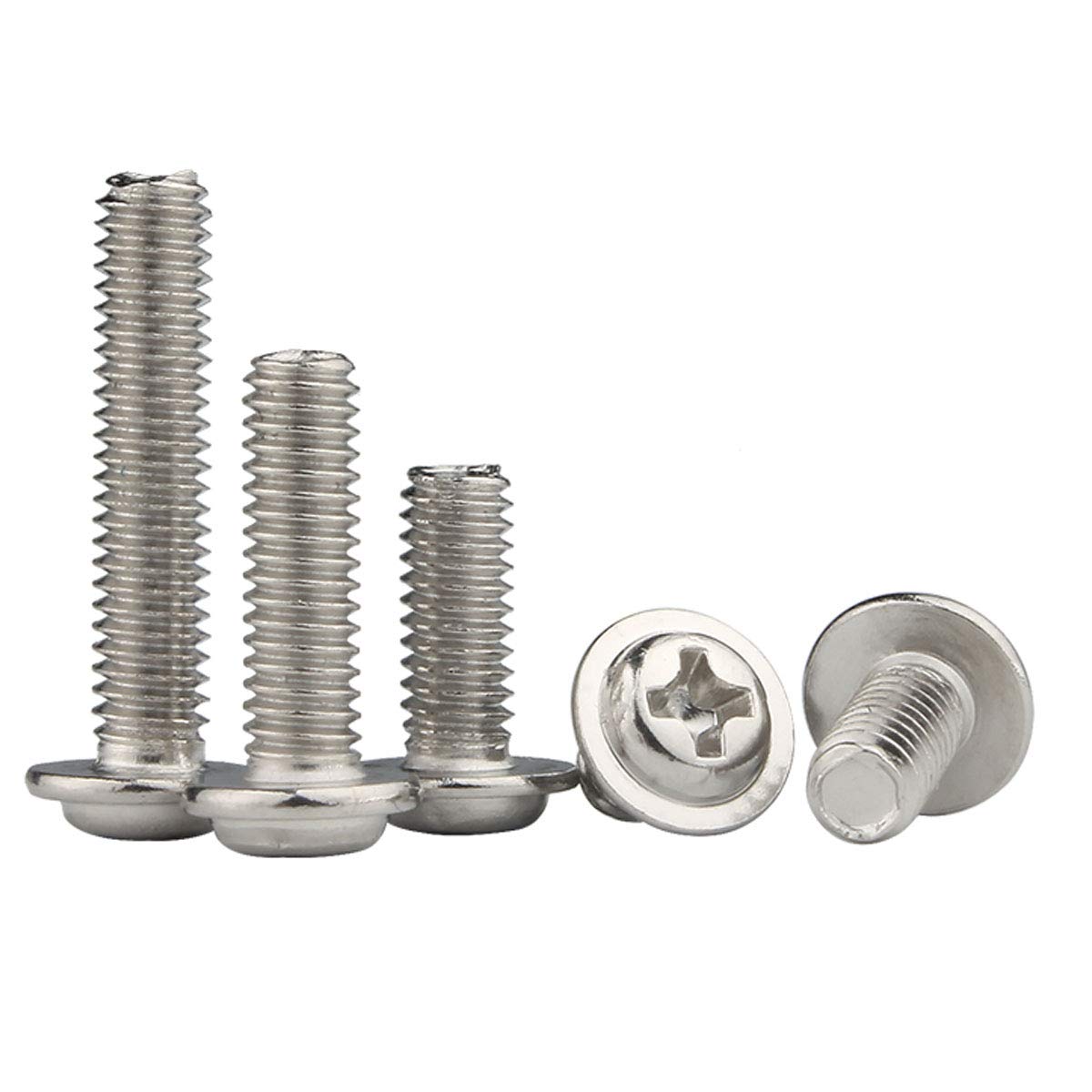 YOFASEN M3 Stainless Steel Pwm Machine Screws, Hardware Fasteners with Gaskets, DIY Tool Accessories, Suitable for Woodworking Construction Appliances,M3*16 * 7Mm/50Pcs