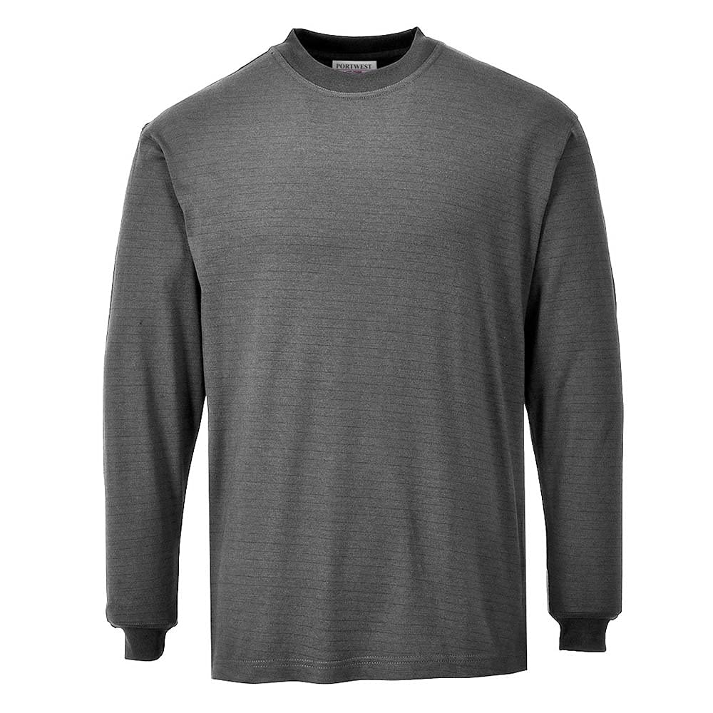 Portwest FR11GRRXXXL FR Anti-Static Long Sleeve T-Shirt, 3X-Large, Grey