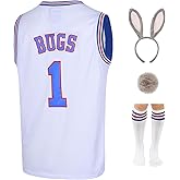 TUEIKGU Mens #1 Bugs #10 Lola Jerseys Couples Halloween Costume Sets Space Basketball Jersey for Women